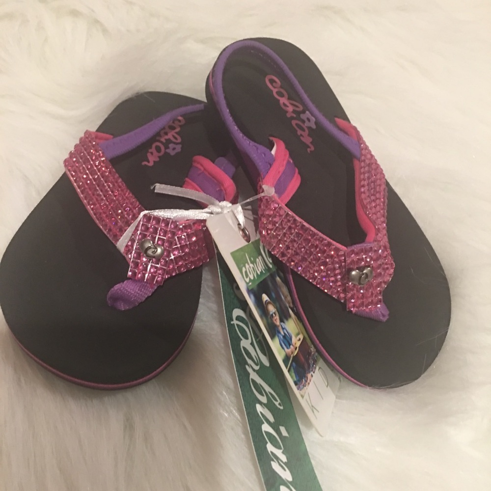 Cobian Pink Toddler Rhinestone Flip Flops